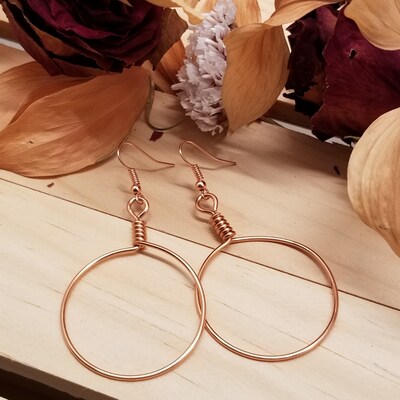 Handmade Copper Hoop Earrings - image1